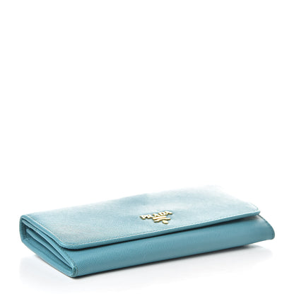 Prada Saffiano Metal Continental Flap Wallet Turchese 4 of 11