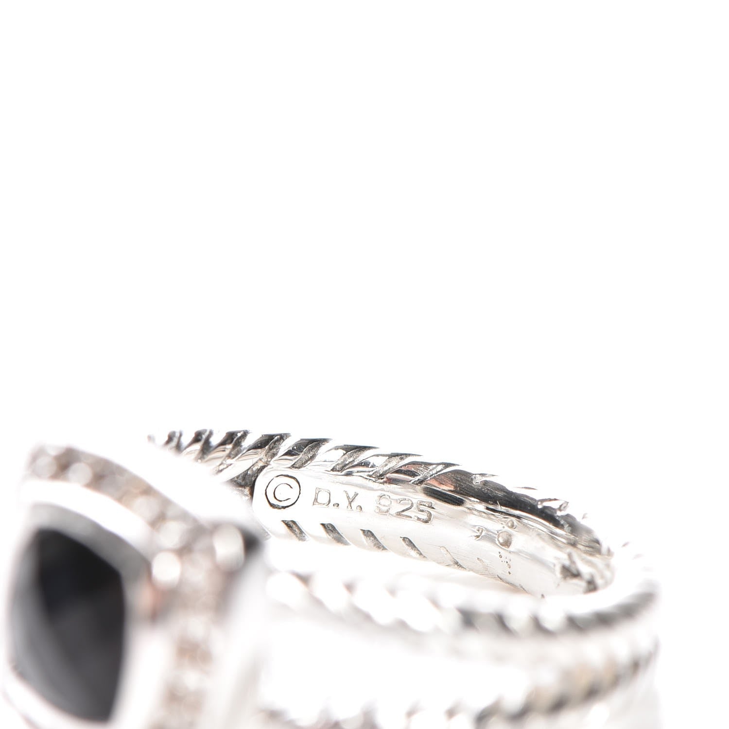 David Yurman Sterling Silver Diamond Black Onyx 7mm Petite Albion Ring 54 7 5 of 6
