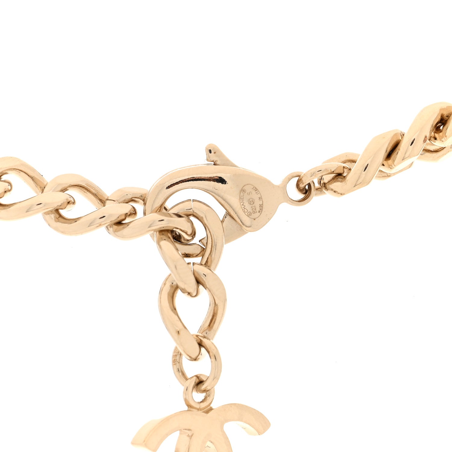 Chanel Metal Enamel Chain CC Choker Gold White 4 of 5