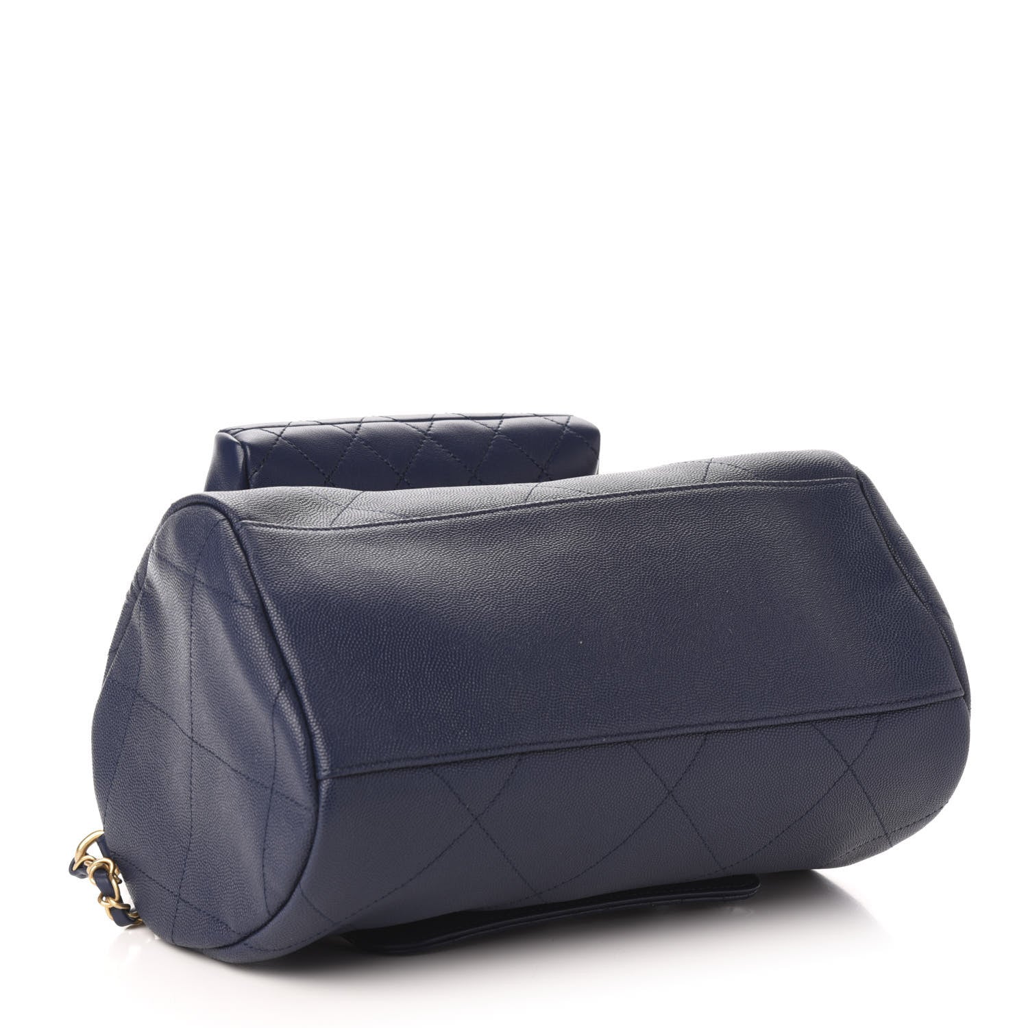 Chanel Grained Calfskin Lambskin Quilted Large Bowling Bag Blue 5 of 11