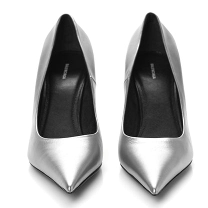 Balenciaga Metallic Nappa Square Knife 80mm Pumps 38.5 Silver 2 of 9