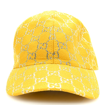Gucci Canvas Lame GG Monogram Rush Baseball Hat M Yellow Silver 3 of 8