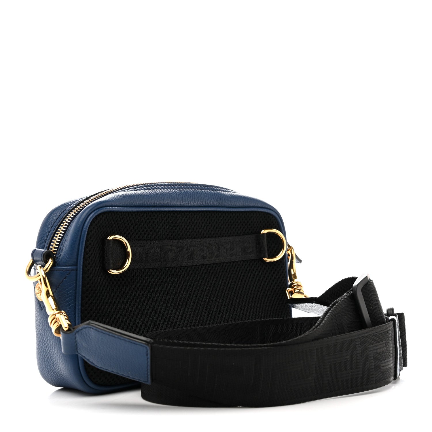 Versace Grained Calfskin Medusa Crossbody Blue 3 of 13