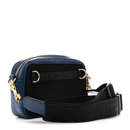 Versace Grained Calfskin Medusa Crossbody Blue 3 of 13