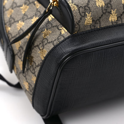 Gucci GG Supreme Monogram Bees Print Small Day Backpack Beige Oro Black 10 of 10