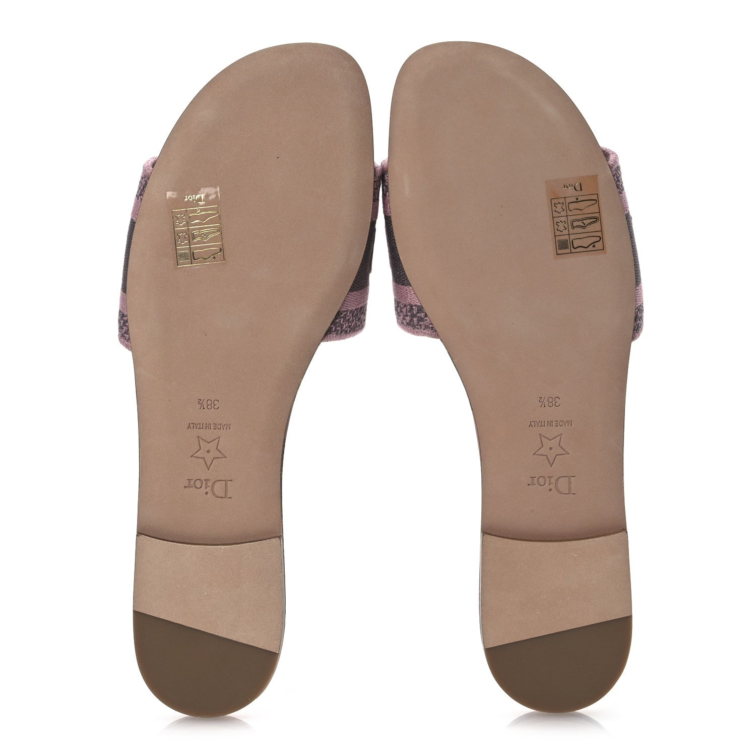 Christian Dior Canvas Toile De Jouy Embroidered Dway Flat Slide Sandals 38.5 Chateau Rose 7 of 11