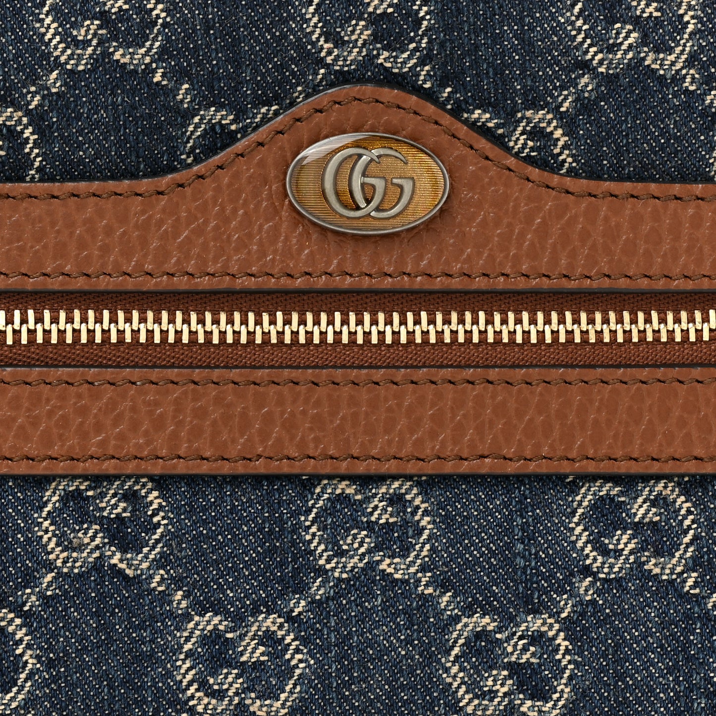 New Denim GG Monogram Dollar Calfskin Mini Ophidia Shoulder Bag Blue Tea Cuir Epilog