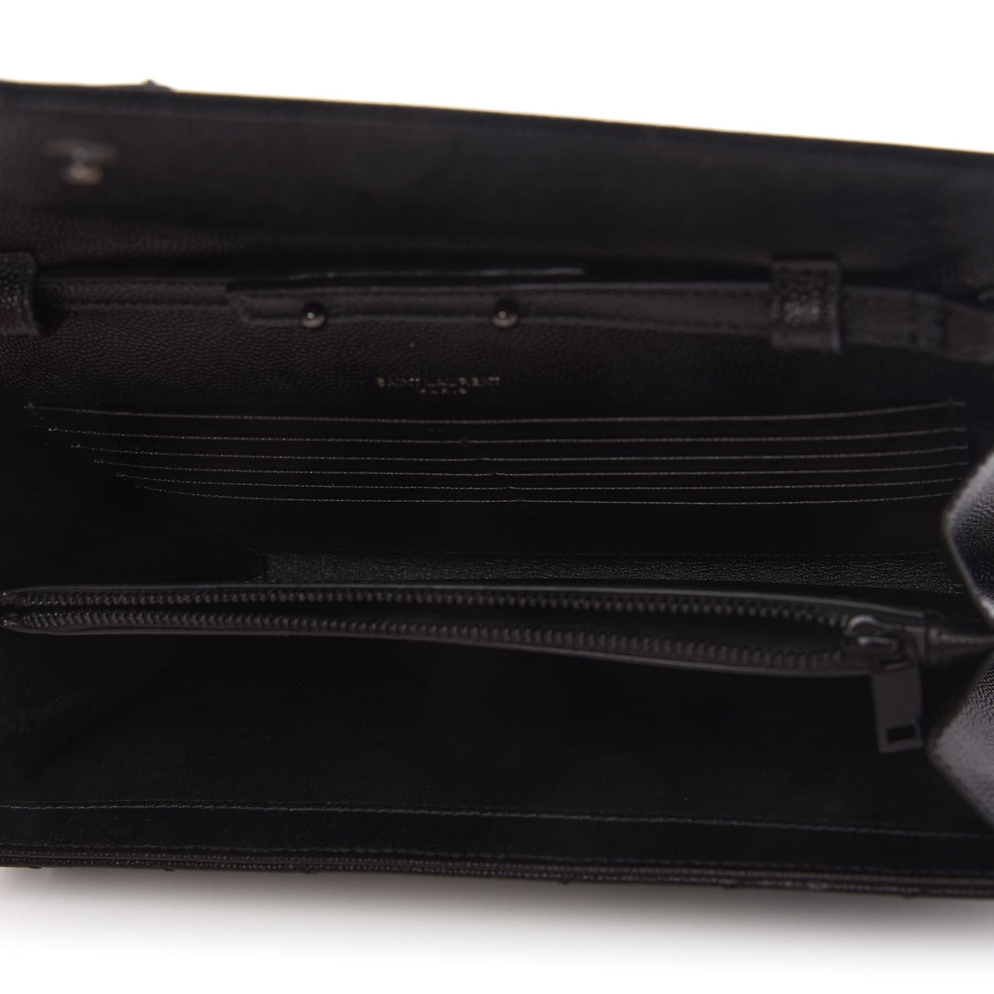 Grain De Poudre Matelasse Chevron Monogram Chain Wallet Black