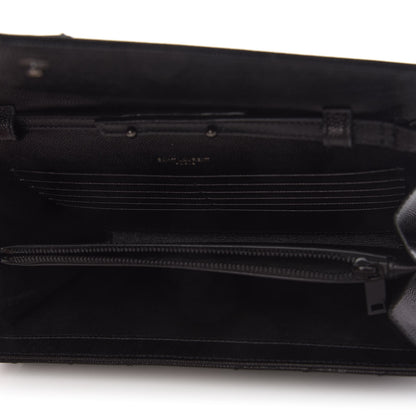 Saint Laurent Grain De Poudre Matelasse Chevron Monogram Chain Wallet Black 5 of 10
