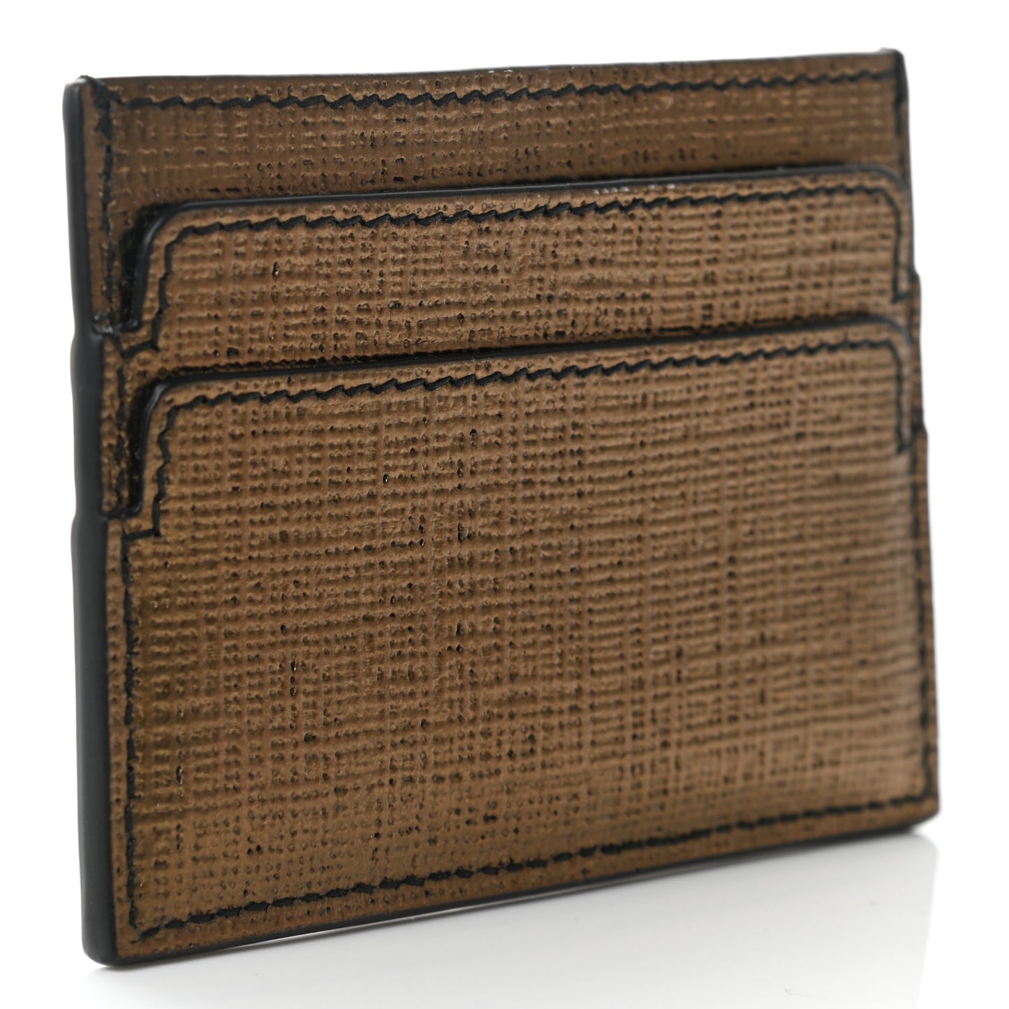 Metallic Textured Calfskin Skull Card Holder Gold