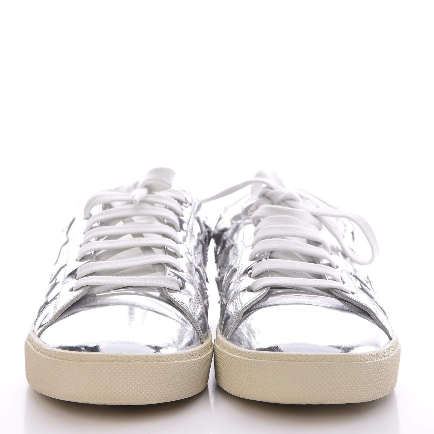 Saint Laurent Vitellino Laminato Star Sneakers 39 Argento 2 of 9
