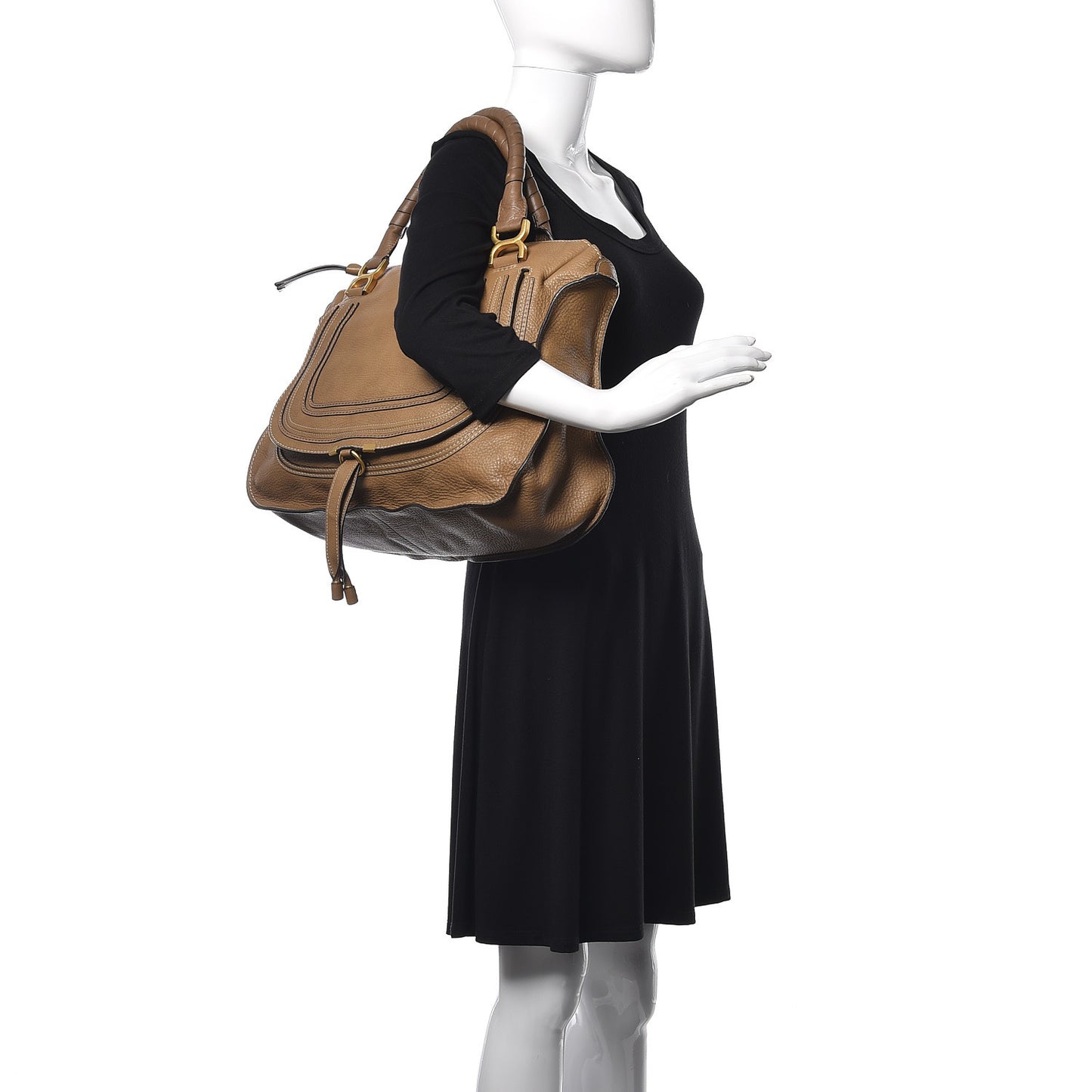 Calfskin Large Marcie Satchel Nut