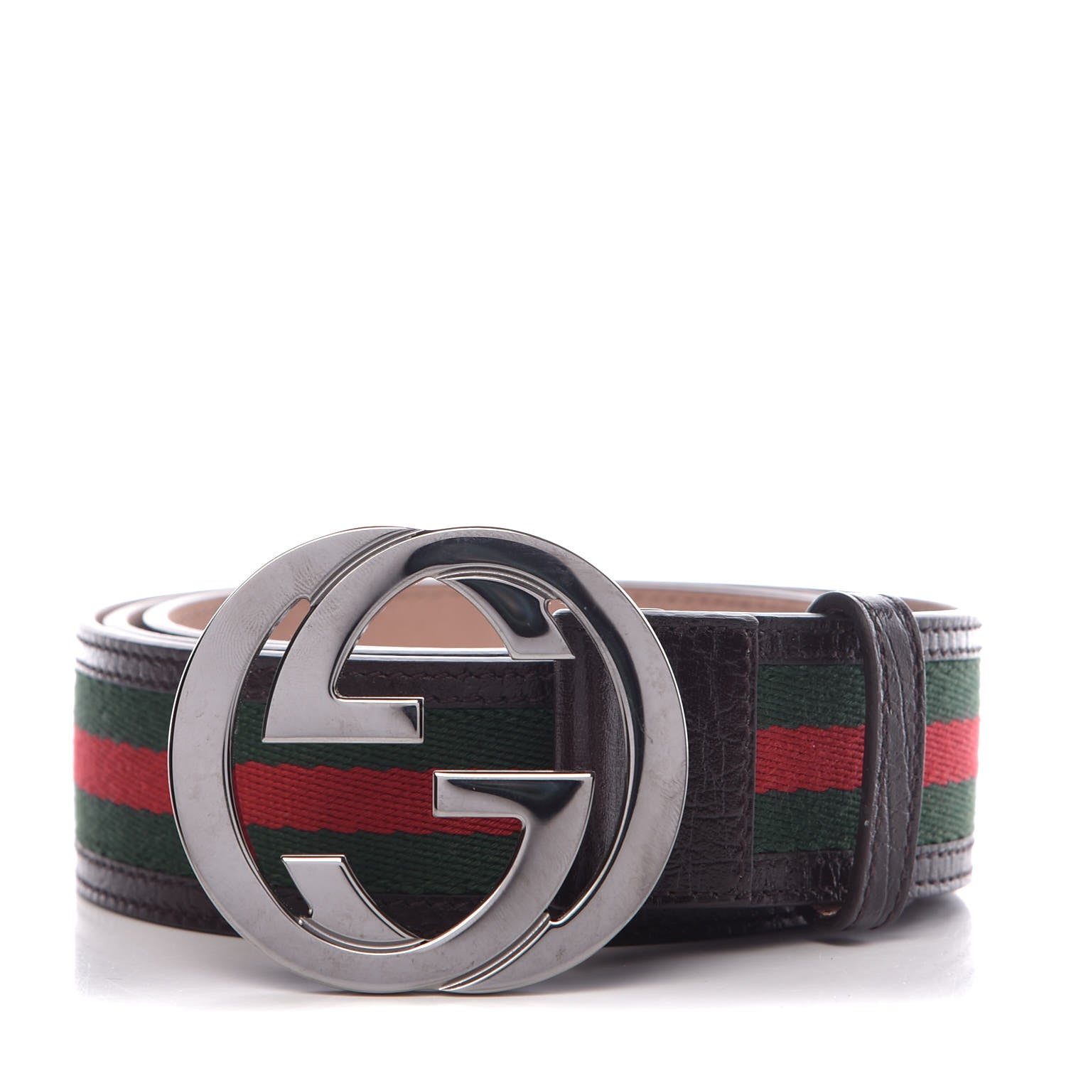 Gucci Calfskin Web Interlocking G Belt 105 42 Black 1 of 6