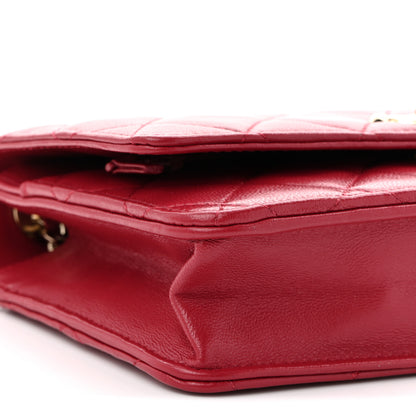 Chanel Lambskin Quilted Trendy CC Wallet On Chain WOC Red 10 of 11