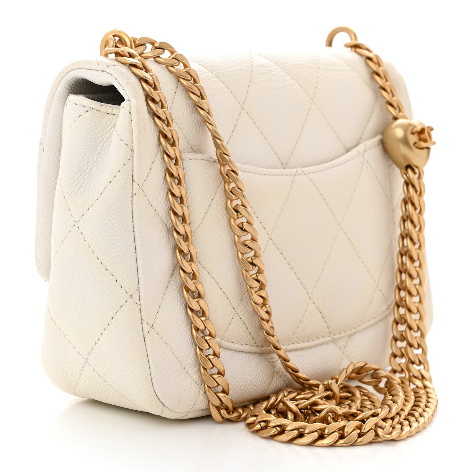 Chanel Caviar Quilted Mini Sweetheart Flap White 3 of 10