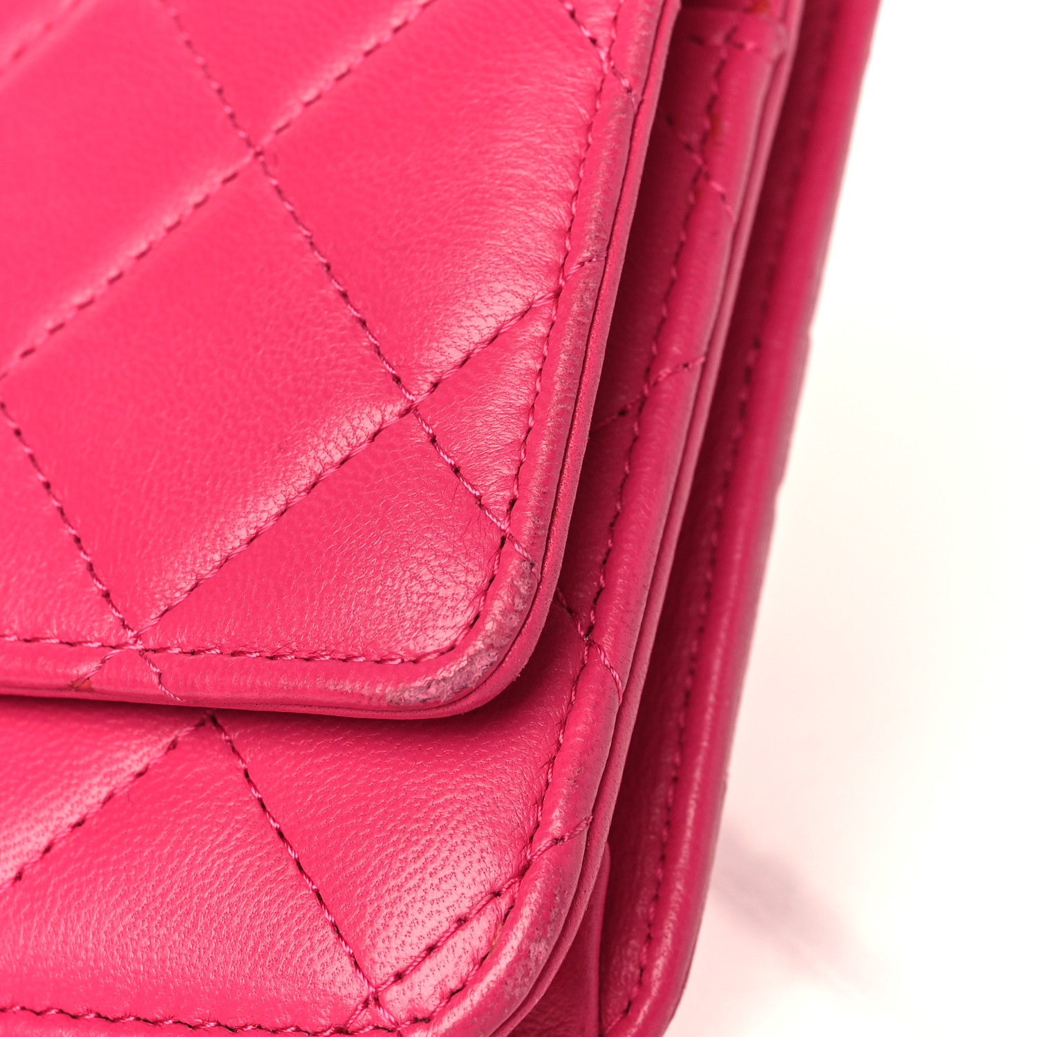 Chanel Lambskin Quilted Wallet On Chain WOC Dark Pink 11 of 13