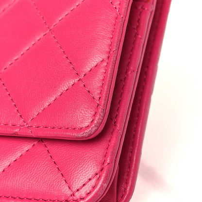 Chanel Lambskin Quilted Wallet On Chain WOC Dark Pink 11 of 13