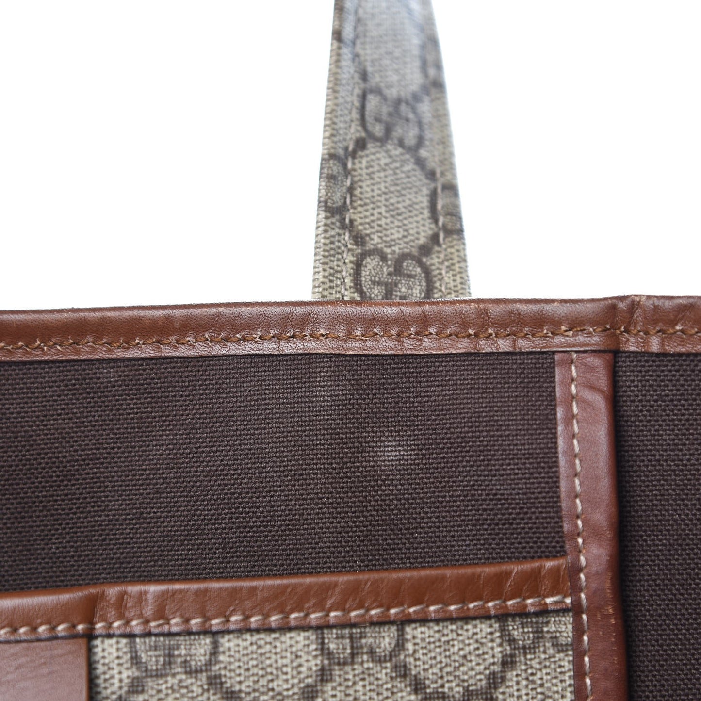 GG Plus Monogram Small Signature Web Loop Vertical Tote Light Brown