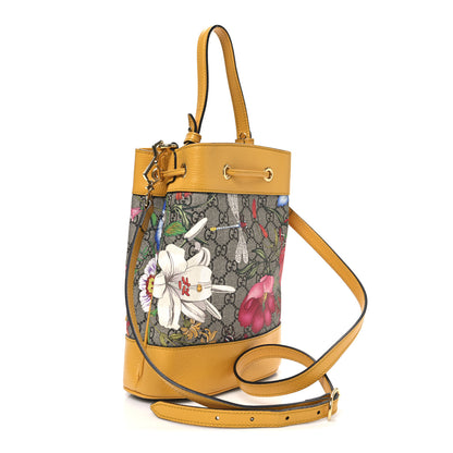 Gucci GG Supreme Monogram Flora Small Ophidia Bucket Bag Beige Multicolor Crop 3 of 10