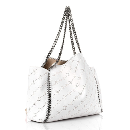Stella McCartney Eco Alter Nappa Perforated Logo Falabella Reversible Tote Optical White 4 of 9