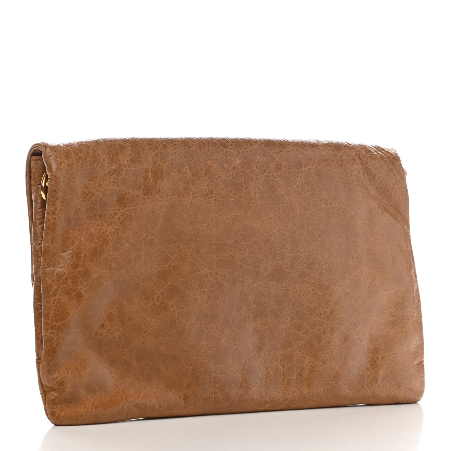 Agneau Giant 12 Gold Hardware Envelope Strap Clutch Cumin