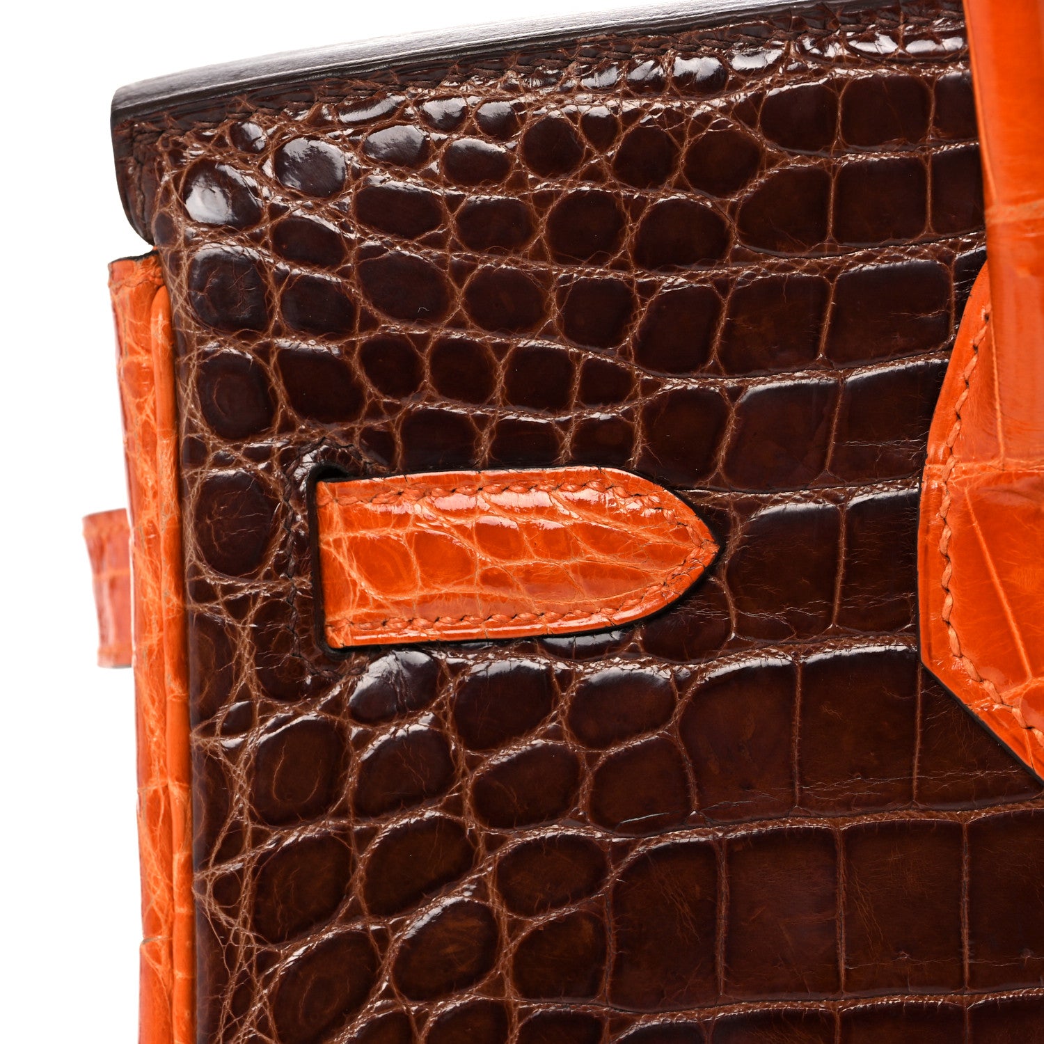 Hermes Shiny Niloticus Crocodile Horseshoe Birkin 30 Vert Emeraude Orange Miel 14 of 35