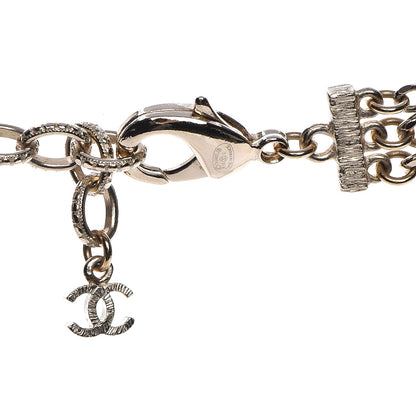 Chanel Multi Strand Chain Baguette Crystal CC Necklace Gold 5 of 6