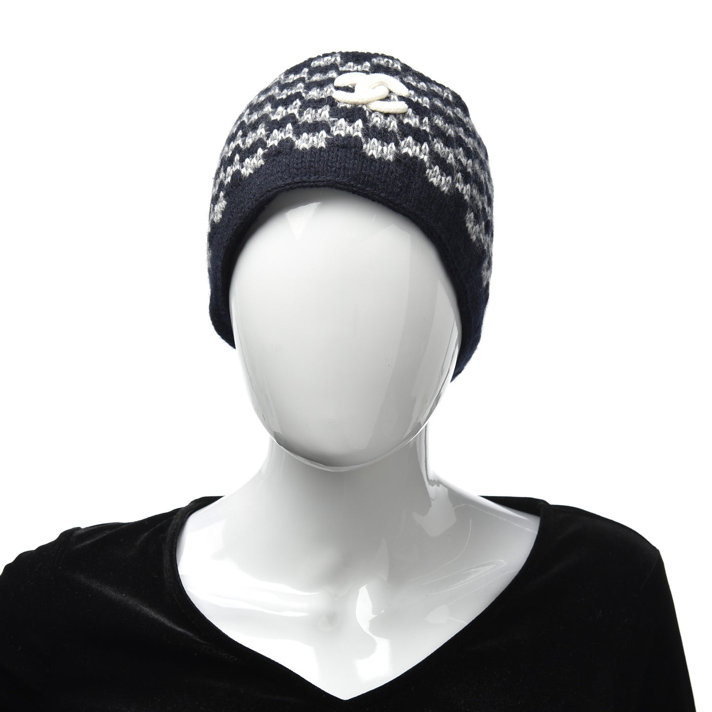 Cashmere Blend CC Beanie Hat Navy Bliue
