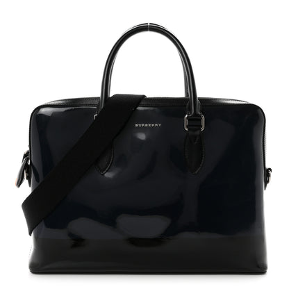 Burberry Patent Textured Calfskin Barrow Briefcase Black Blue 1 of 9