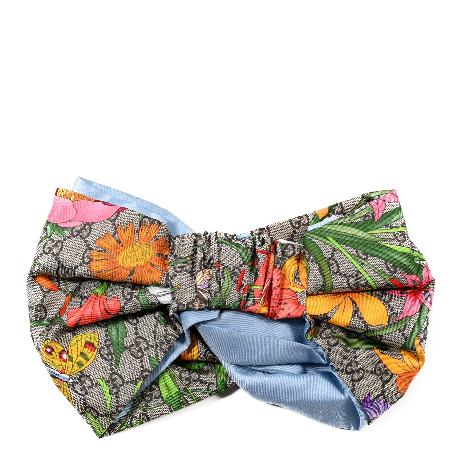 Gucci Silk Monogram Flora Print Headband M Blue 2 of 5