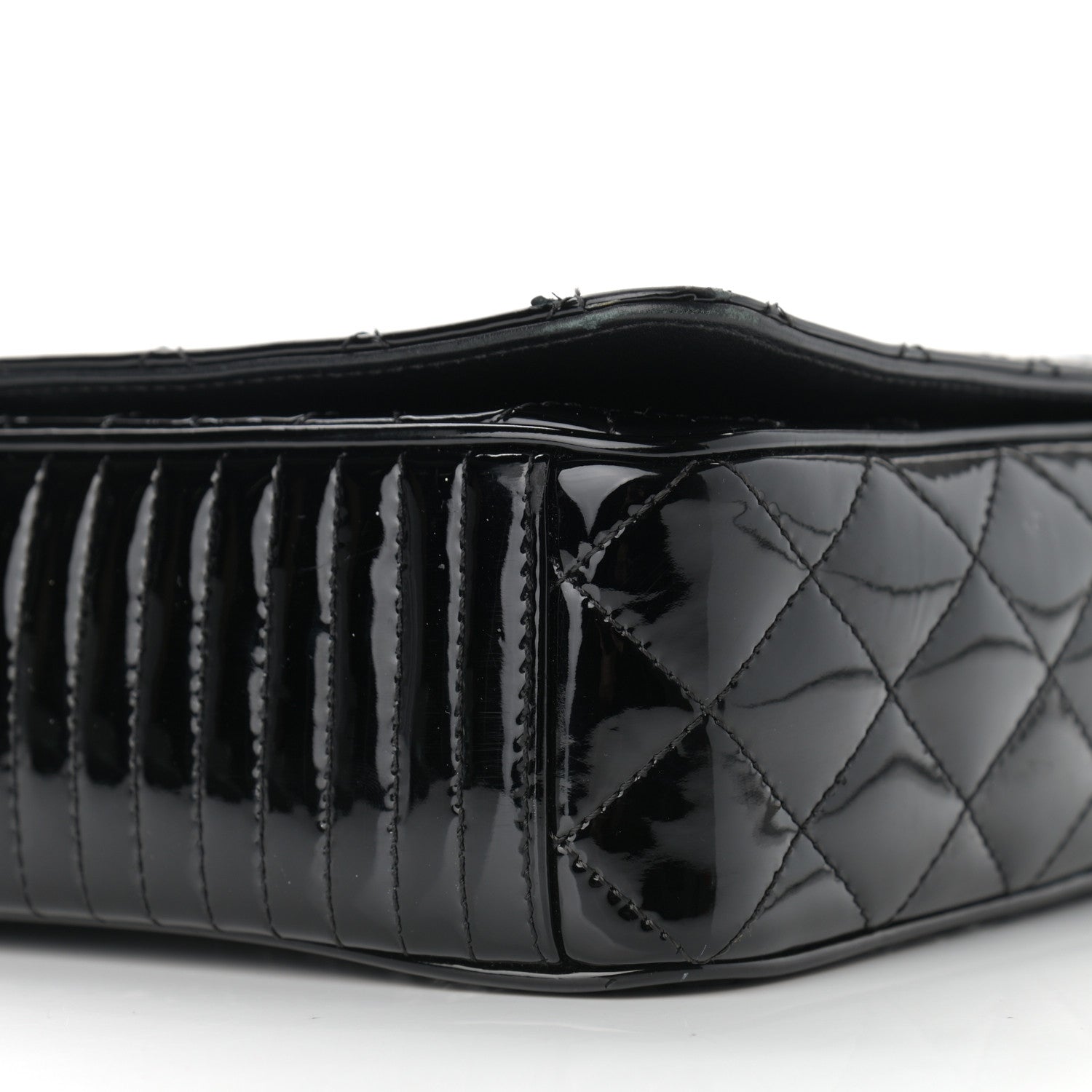 Chanel Patent Diagonal Quilted Flap Black 9 of 14