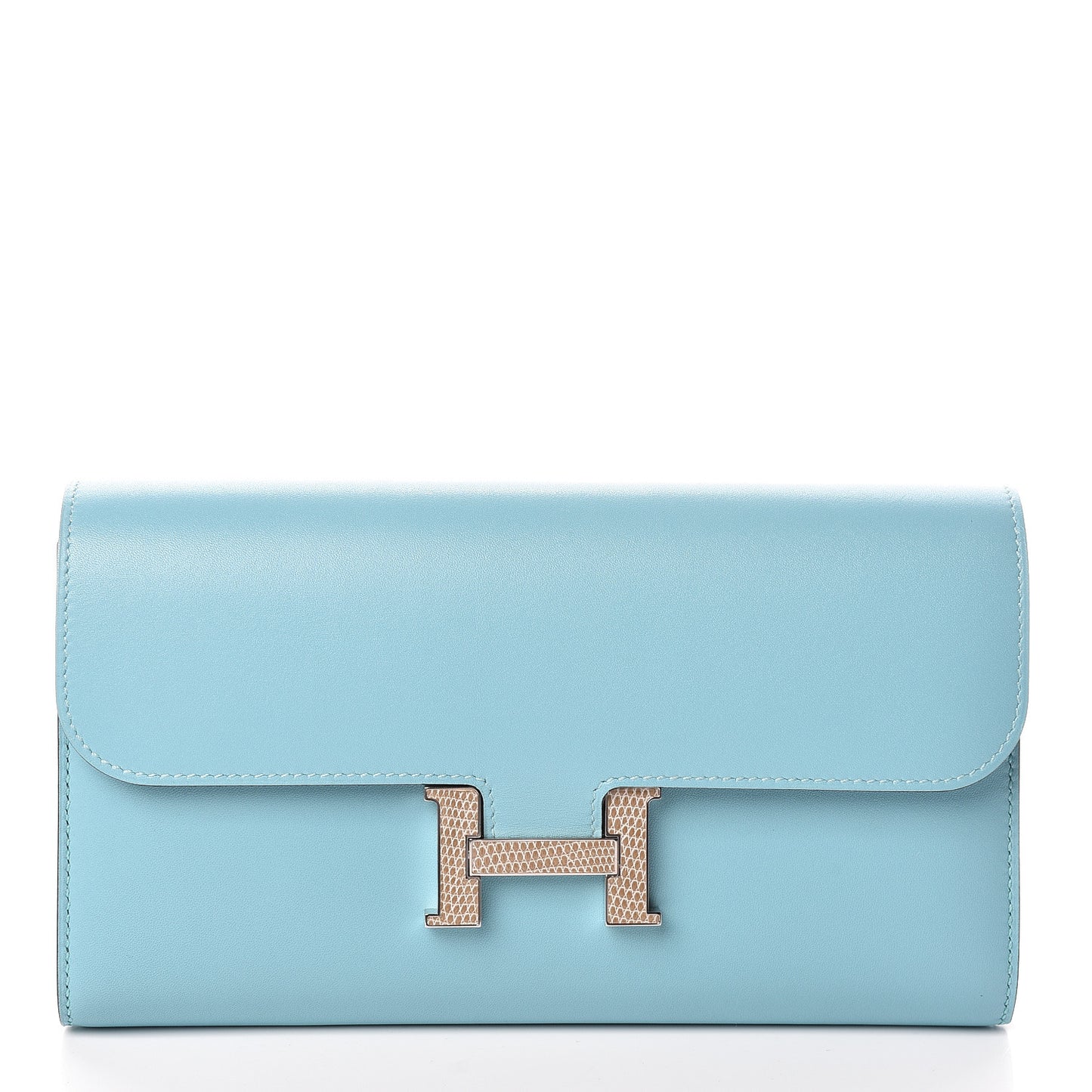 Tadelakt Lizard Constance Long Wallet Bleu Atoll Ficelle