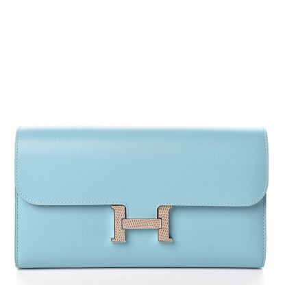 Hermes Tadelakt Lizard Constance Long Wallet Bleu Atoll Ficelle 1 of 16