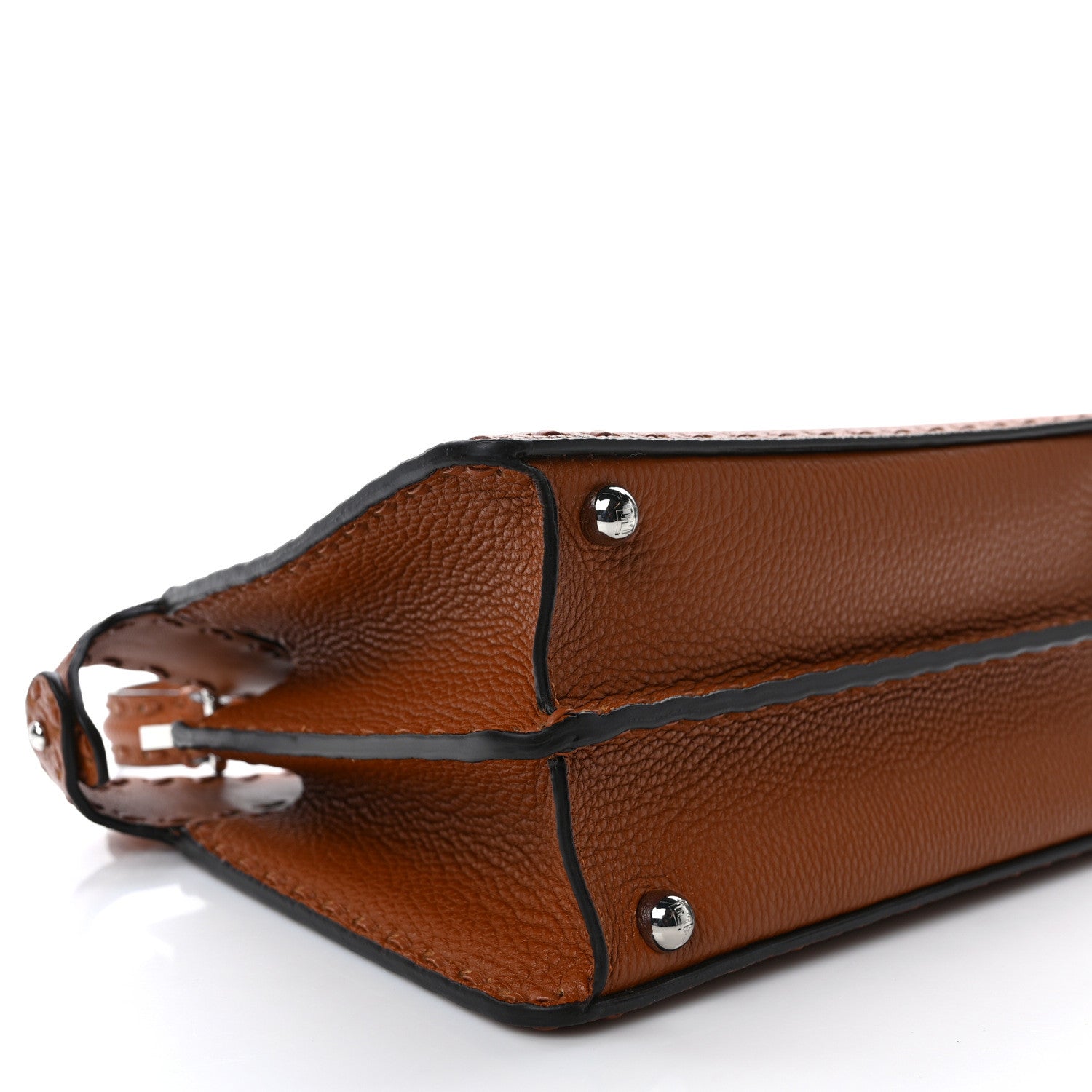 Fendi Cuoio Roma Sellerissima Nappa Sintetica Tape Stitch Small Peekaboo I SEE U Satchel Brandy 7 of 8