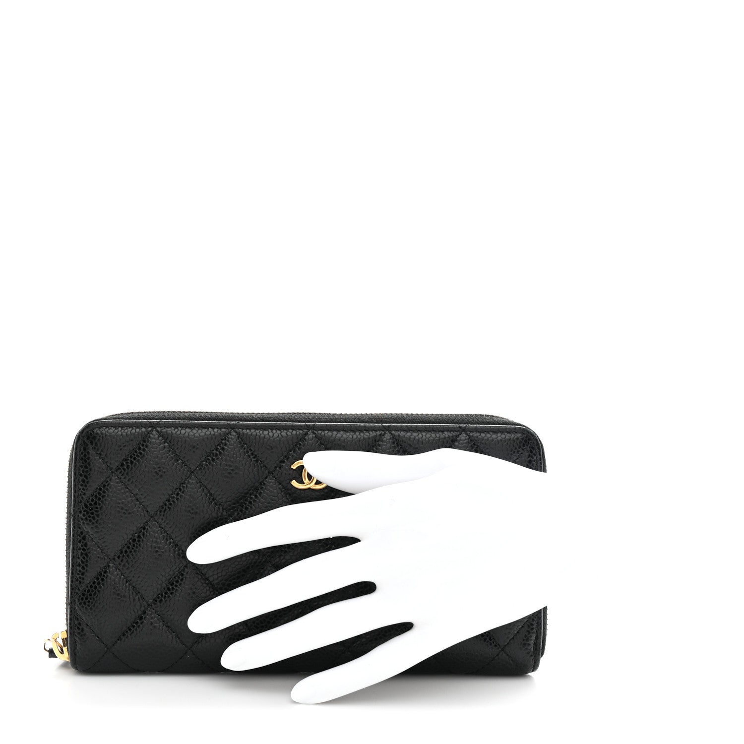 Chanel Caviar Quilted Large Gusset Zip Around Wallet Black 2 of 9