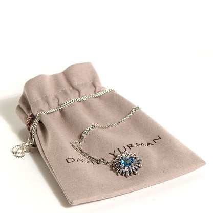 David Yurman Sterling Silver Blue Topaz Starburst Pendant Necklace 6 of 6