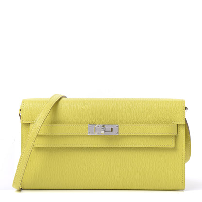Hermes Chevre Mysore Kelly Wallet To Go Lime 1 of 9