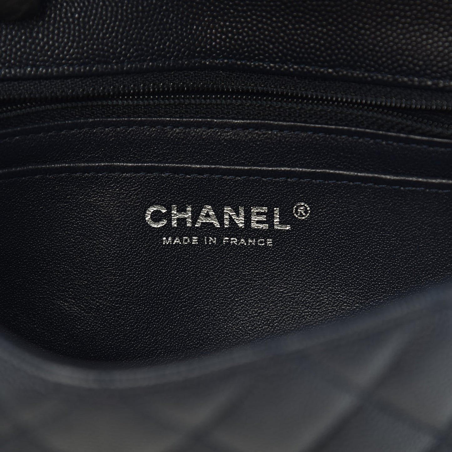 Caviar Quilted Mini Rectangular Flap Navy