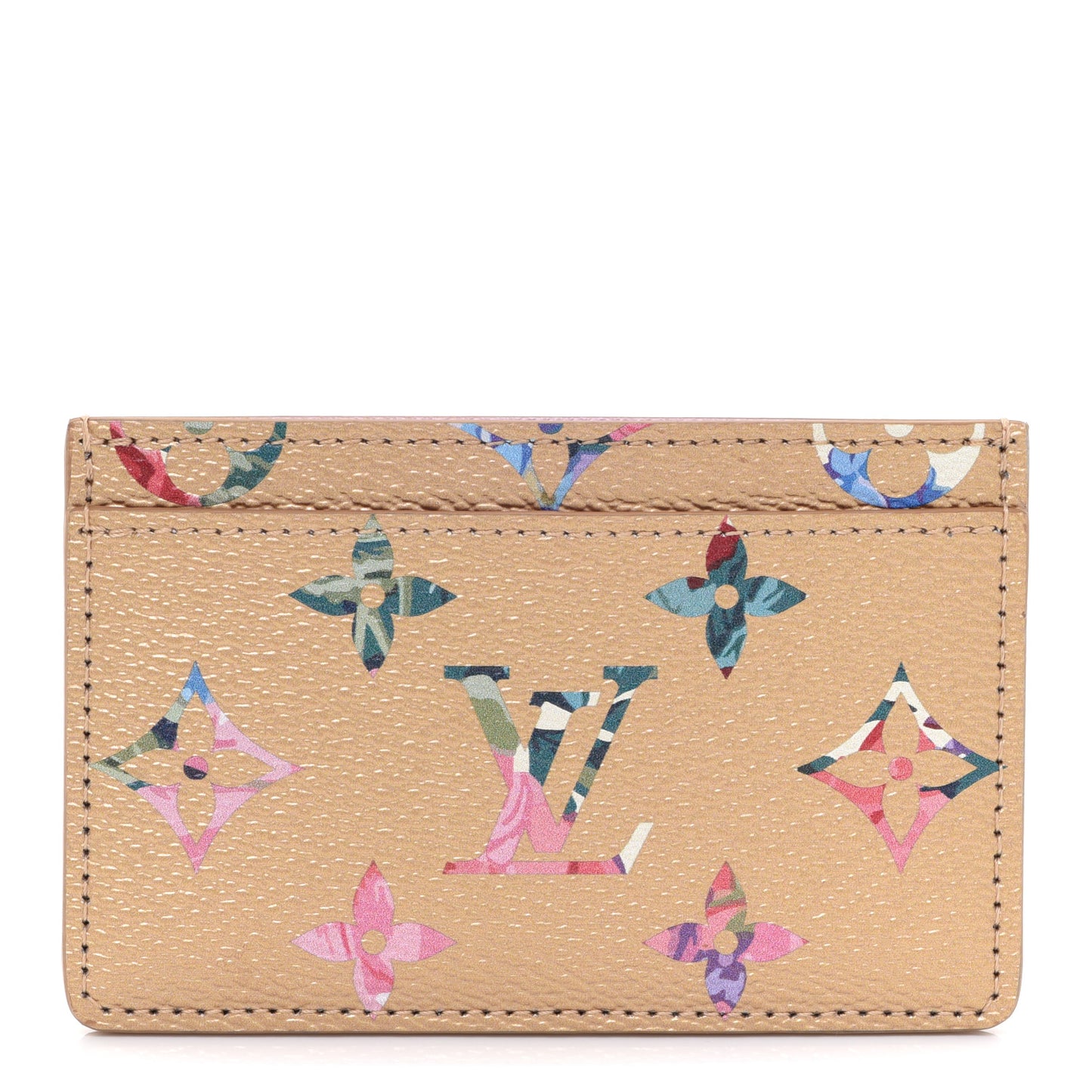 Metallic Monogram LV Garden Card Holder Gold