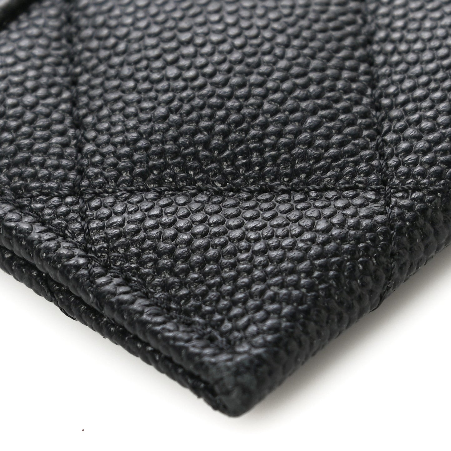 Caviar Quilted Vintage Mademoiselle Card Holder Black