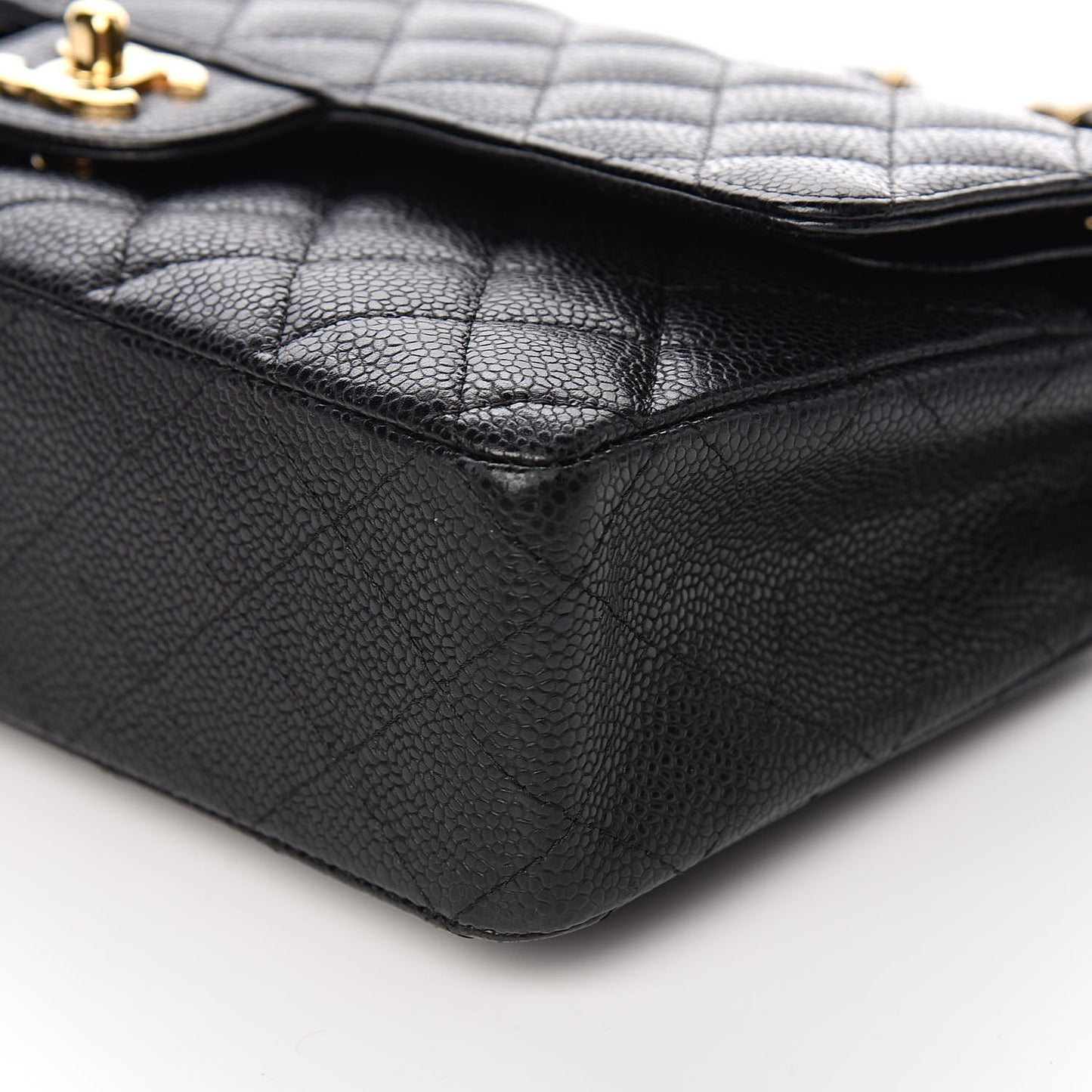 Caviar Quilted Medium Double Flap Black
