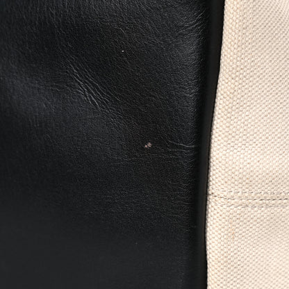 Balenciaga Cotton Canvas Satin Calfskin S Navy Cabas Natural Black 26 of 34