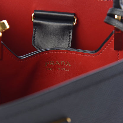 Prada Saffiano Cuir Medium Panier Bucket Bag Black Fuoco 6 of 9