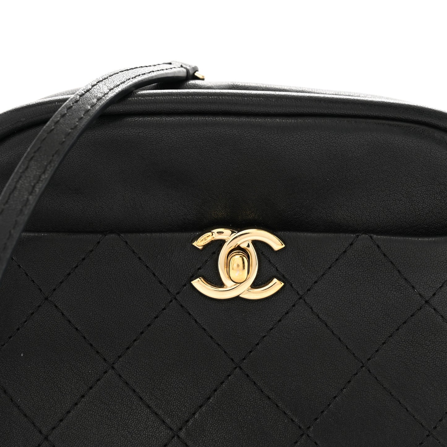 Goatskin Quilted Small Casual Trip Camera Case Black