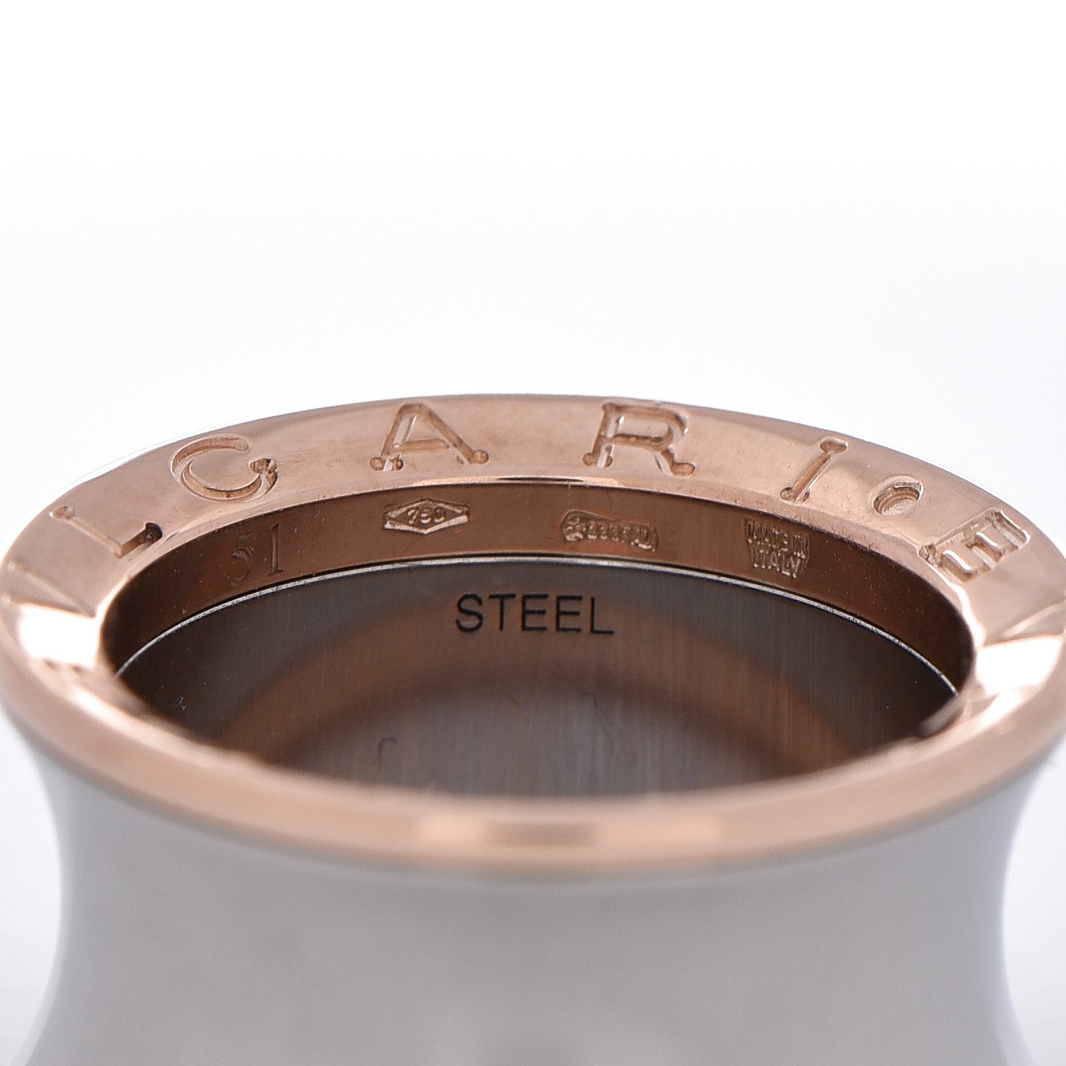 Bulgari 18K Rose Gold Stainless Steel Anish Kapoor B.Zero1 Ring 51 5.75 3 of 4