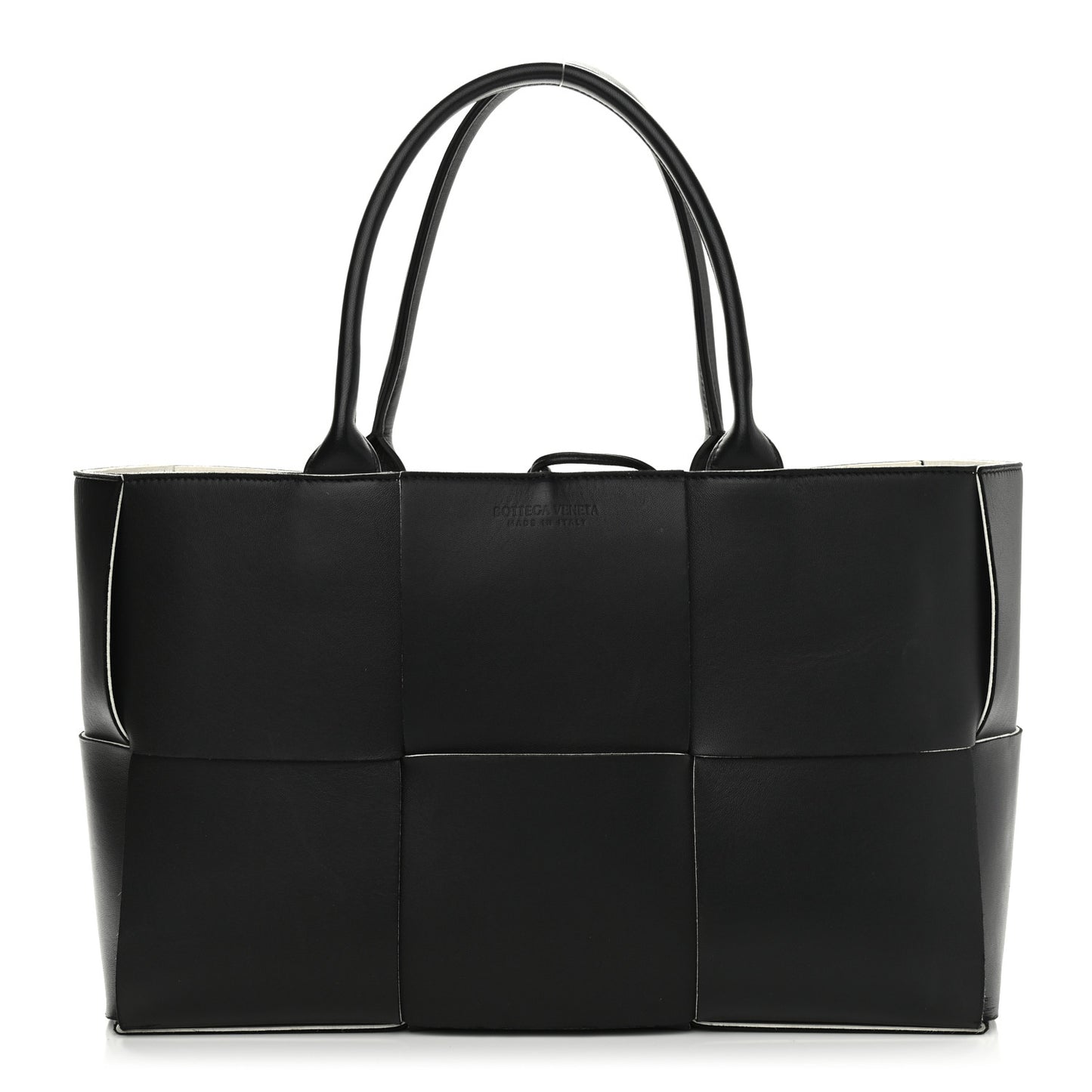 Nappa Maxi Intrecciato Arco Tote Black White