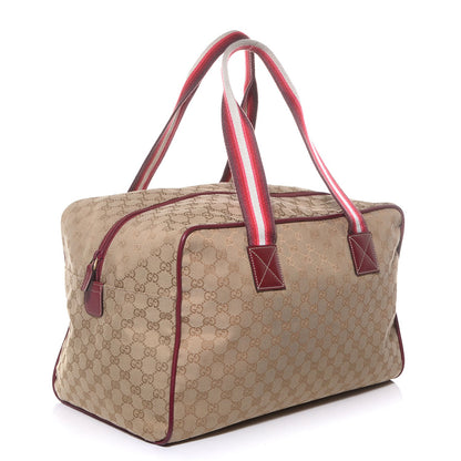 Gucci GG Monogram Web Medium Collapsable Carry On Duffle Beige Red 3 of 8