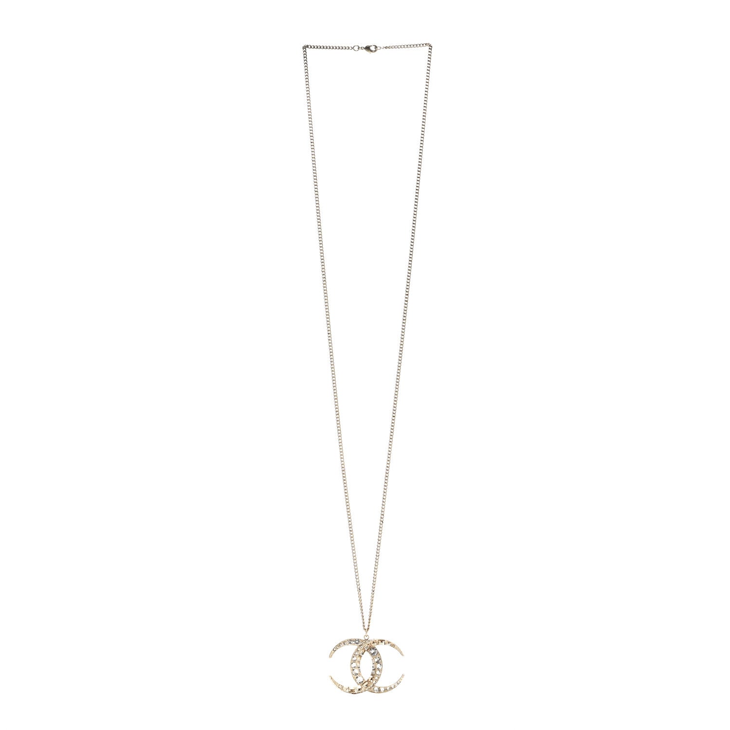 Chanel Baguette Crystal Moon CC Necklace Gold 3 of 4