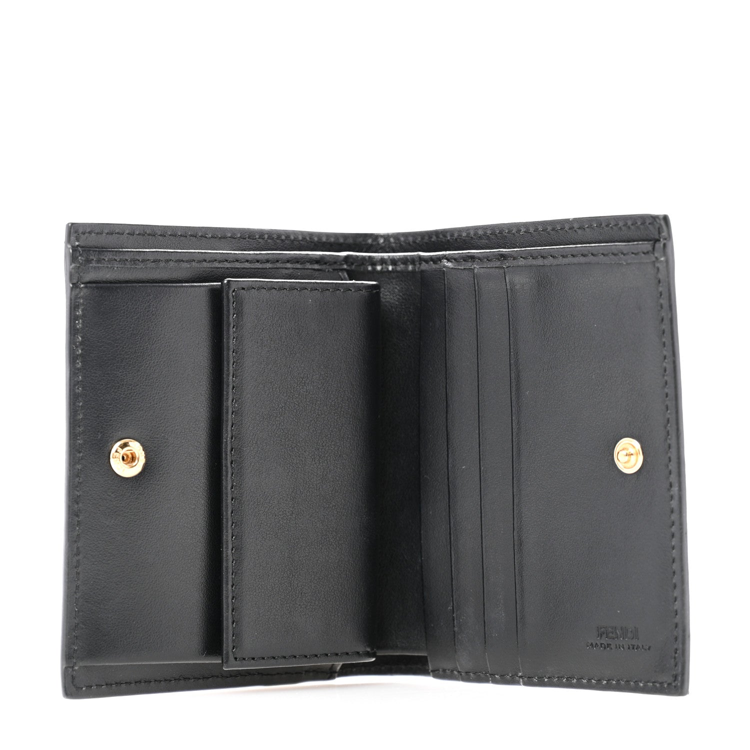 Fendi Vitello Cruise F is Fendi Compact Bi-Fold Wallet Black 5 of 7