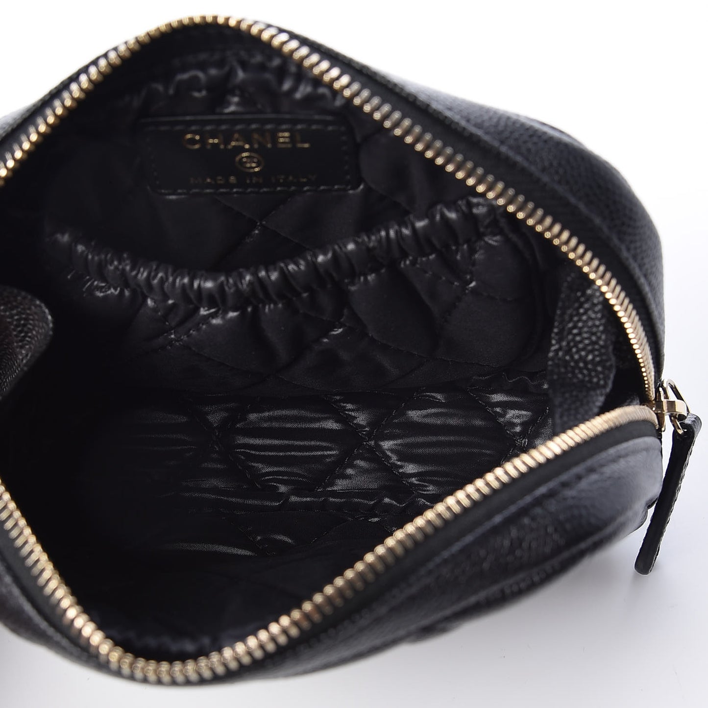 Caviar Quilted Small Curvy Pouch Cosmetic Case Black